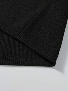 Manfinity Homme Men's Casual Everyday Commute Simple Solid Color Shawl Neck Button-Front Cardigan, Autumn/Winter - Black - View 6