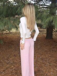 Sydney Algeri Old Money 秋装早秋毛衣百搭圆领休闲百搭长袖针织衫女款白色毛衣 - 米色 - 查看 2