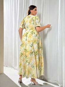 Firerie Elegant Tie-Dye Tie Dye Print Puff Sleeve Maxi Dress, Spring/Summer - Multicolor - View 2