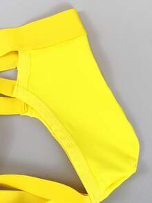 DrisQ DrisQ Men's Sexy Solid Color Hollow-Out Low-Rise G-String  Thong Jockstrap - Yellow - View 6