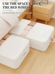 1 件超宽床下收纳盒大容量扁平设计抽屉式整理器适用于衣服毯子季节性服装床架节省空间家用衣柜多用途容器