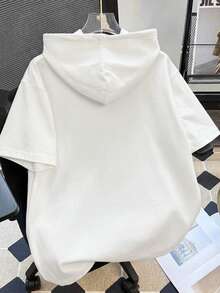 Resyla 女士连帽短袖T恤，复古汽车图案印花，休闲宽松短袖上衣 - 白色 - 查看 2