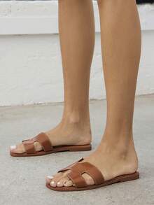 SHUZIA 女士舒适日常夏季度假休闲平底凉鞋 - 駝色 - 查看 6