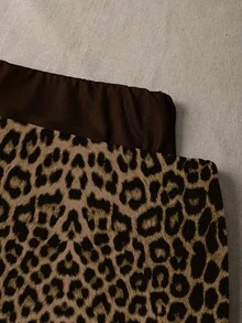 Attitoon Bộ 2 chiếc váy hai tông màu tối giản, gợi cảm, đa năng, họa tiết da báo màu nâu, thích hợp cho mùa hè. - Nhiều màu - Xem 6