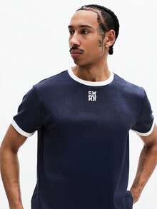 SUMWON Essentials Ringer T-Shirt With Contrasting White Trim Round Neckline Short Sleeves Regular Fit Casual Everyday Wear Basic Tee - Multicolor - View 4