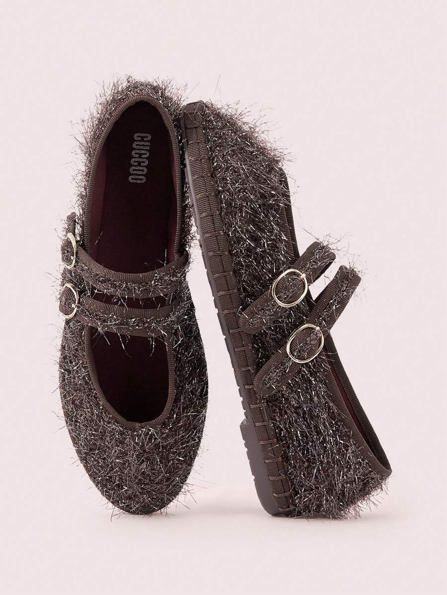 CUCCOO DOLLMOD Women's Classic Comfortable Mary Jane Flat Shoes, Burgundy, Shiny, Elegant For Christmas, Thanksgiving Party - Brown - View 1