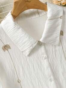 Lacomfia Plus Size Women Elegant Embroidered Long Sleeve Blouse - Multicolor - View 5