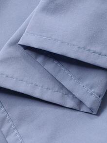 DAZY 女士休闲纯色衬衫领中长连衣裙，春夏长款连衣裙 - 藍色 - 查看 8