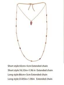 Cirelle 1件装 - 仿珍珠、玻璃吊坠项链，月亮吊坠，狼牙吊坠，女士双链项链套装，适合日常派对配饰、日常时尚配饰、女士礼物、节日礼物、女士饰品 - 彩色 - 查看 3