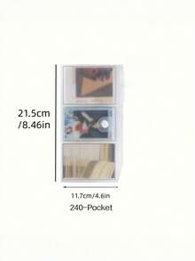 120/240-Pocket Transparent Photo Album - Large Capacity Movie Ticket, Star Card And Postcard Storage.Men's And Women's Multi-Card Business Card Holder Business Card Book Business Star Large-Capacity Card Bag Business Card Storage Book - White - View 8