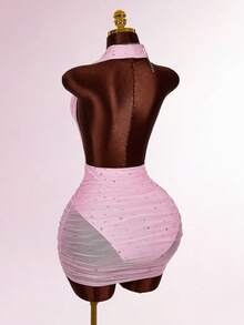 Amplova 水钻装饰露背紧身无袖派对礼服 - 粉色 - 查看 8