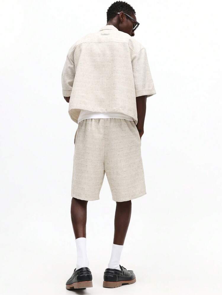 Linen Feel Shirt And Shorts Set