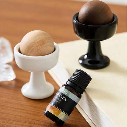 Madebyblanc Difusor de aromaterapia de madera maciza con pie alto y forma de bola estilo japonés para el dormitorio, escritorio y estudio, nueva llegada