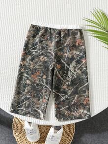 女婴百搭可爱街头迷彩树叶图案松紧腰宽松裤 - 彩色 - 查看 2