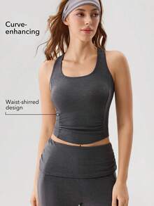 OutZeal Áo tank top thể thao nữ, kiểu dáng thường ngày, mềm mại, ôm sát. - Màu xám đen - Xem 3