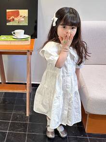 DAZY Toddler Girls' Collar Sweet Cute Korean Style Fresh Spring/Summer Dress - White - View 6
