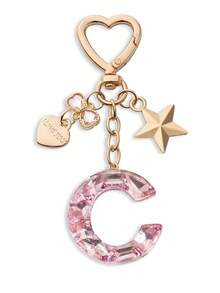 Llavero con letra linda, llavero rosa con diamante, llavero colgante de letra mayúscula de resina con lámina, llavero elegante, regalo para mujer, decoración de billetera, Día del Padre, Día de la Madre, regalo de cumpleaños, regalo festivo de Acción de Gracias y Navidad. - Polvo de diamante - Ver 7