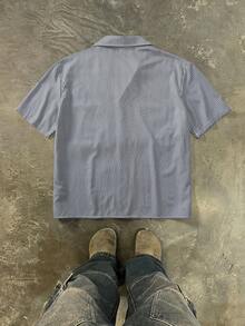 Manfinity Roghcode Men's Striped Printed Fabric, Loose Fit, Letter Graphic Shirt - Black and White - View 2