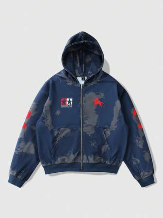 Felpa casual con cappuccio e chiusura lampo da uomo