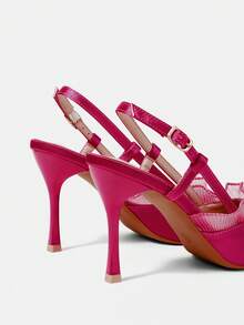 CUCCOO HITCHD Women's Pointed Toe Buckle Design Fashionable High Heels, Versatile For Daily Wear Wedding Shoes Spring Shoes Bride Shoes - Hot Pink - View 11