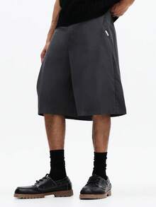 SUMWON Regular Fit Casual Loose Bermuda Length Summer Relaxed Comfortable Everyday Knee Length Mid Thigh Cargo Pocket Elastic Waist Drawstring - Dark Grey - View 4