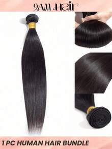 10A级直发真人发,1束装,100%未经加工的巴西原生直发,单束装,女士真人发,自然色 - Natural Black - 查看 3