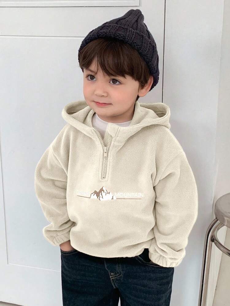 Baby Boys Korean Style Fleece Sweatshirt With English Embroidery
