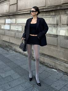 DAZY 女士时尚性感闪亮网纱打底裤 Y2k