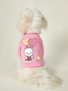 PETSIN 1 Piece Cute Bunny Balloon Butterfly Print Pet Pink Sports Style Thick Warm Pet Clothes - Pink - View 5