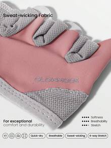 GLOWMODE Grip And Glow Sweat-Wicking Stretchy Non-Slip Rubber Mesh 4-Finger Training Gloves Gym Studio Yoga Workout Dumbbells Active Wear - Pink - View 5