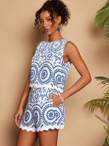 Travachic Bộ đồ nữ 2 món gồm áo tank top cổ tròn và quần short họa tiết cây cỏ, phong cách Bohemian, miền Tây, trang phục mùa hè, quần áo mùa hè, trang phục đi biển cho nữ, trang phục đi nghỉ mát ở biển cho nữ, trang phục mùa xuân hè, trang phục lễ hội, trang phục dự tiệc thanh lịch, trang phục dự đám cưới, trang phục tốt nghiệp trang trọng, trang phục công sở cho nữ. - Xanh và trắng - Xem 6