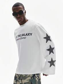 STYNVO 男士星形字母印花圆领休闲长袖T恤