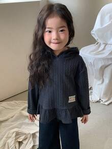 DAZY Toddler Girls' Hooded Casual Long Sleeve Top, Versatile For Spring & Autumn - Grey - View 6