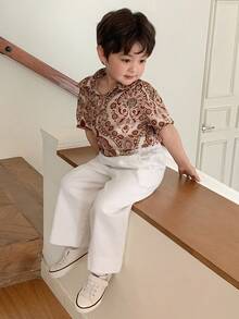 DAZY 男童水洗做旧韩版牛仔裤 - 白色 - 查看 3