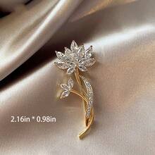 Cirelle Nature-Inspired Crystal Brooch - Four-Leaf Clover/Maple Leaf/Butterfly Design, Elegant Rhinestone Lapel Pin For Women's Daily Wear - Multicolor - View 6