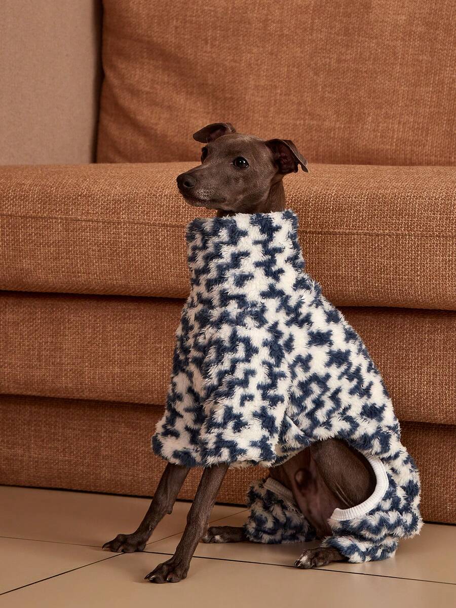 PETSIN Pawparrel 1 pièce Combinaison pour animal de compagnie mode automne/hiver à double face en peluche, chaude et élastique, col haut confortable pour chien - Multicolore - Voir 1