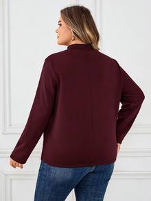 SHEIN CURVE+ Camiseta térmica de manga longa preta com forro térmico, tamanho plus, outono/inverno - Violeta - Visão 2