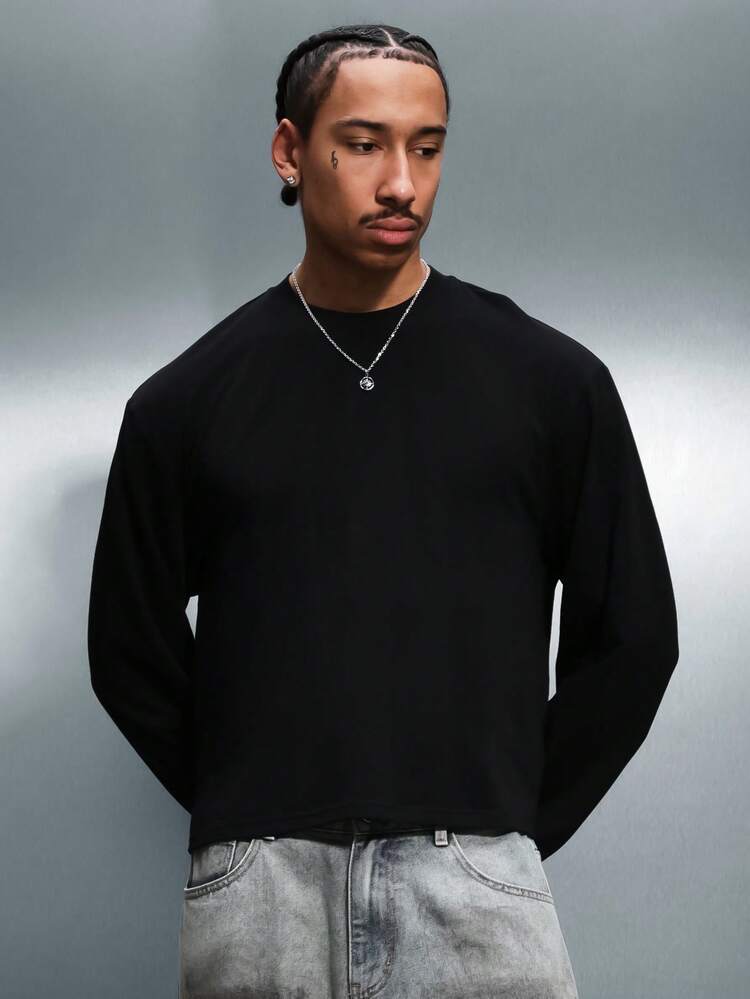PLAYBOY X SUMWON Logo Long Sleeve Crew Neck Tee With Repeating Back Print Graphic Design Cotton Casual Streetwear