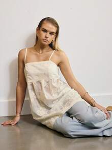 Aralina Women's Casual Elegant Thin Strap Sheer Lace Long Top Party Dresses Perfect For Going Out Outfits Christmas New Years And Thanksgiving Outfits - Apricot - View 4