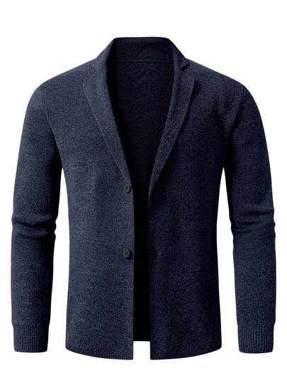 Manfinity CityGents Men's Casual Solid Color Cardigan, Versatile For Autumn/Winter Men Sweater Cardigan, Long Sleeve Top