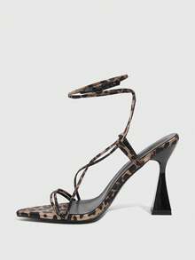 CUCCOO SZL Leopard Print Buckle Casual Versatile Women Heeled Sandals Valentine's Day