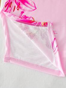 女童碎花吊带修身连衣裙，休闲沙滩度假装，夏季 - 粉色 - 查看 5