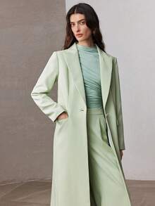ZEYLAH Oversized Loose H-Line Long Blazer Jacket, Spring - Mint Green - View 5