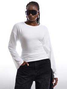 LYSMO Áo tank top hai dây màu trơn dáng rộng mùa hè cho nữ, có đệm ngực, kiểu dáng Y2K. - trắng - Xem 1