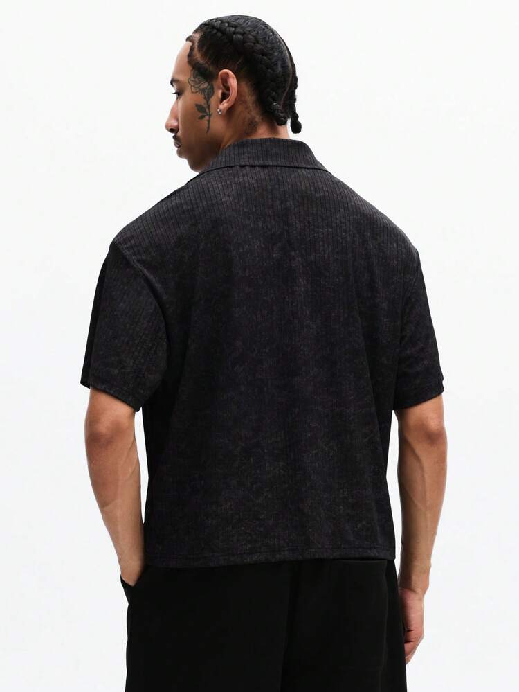 Cropped Ribbed Polo Shirt With Boxy Fit