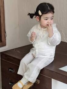 DAZY Toddler Girls' Hooded Textured Casual Spring/Summer Long Sleeve Versatile Jacket - White - View 4