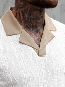 Manfinity CasualCool 男士夏季休闲撞色纹理 Polo 衫和短裤套装 - 彩色 - 查看 5