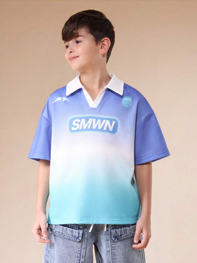 Ombre Gradient Polo With White Collar