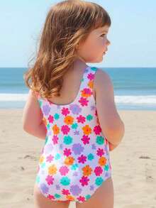 SHEIN 甜美可爱碎花印花吊带泳衣，春夏休闲款 - 彩色 - 查看 2