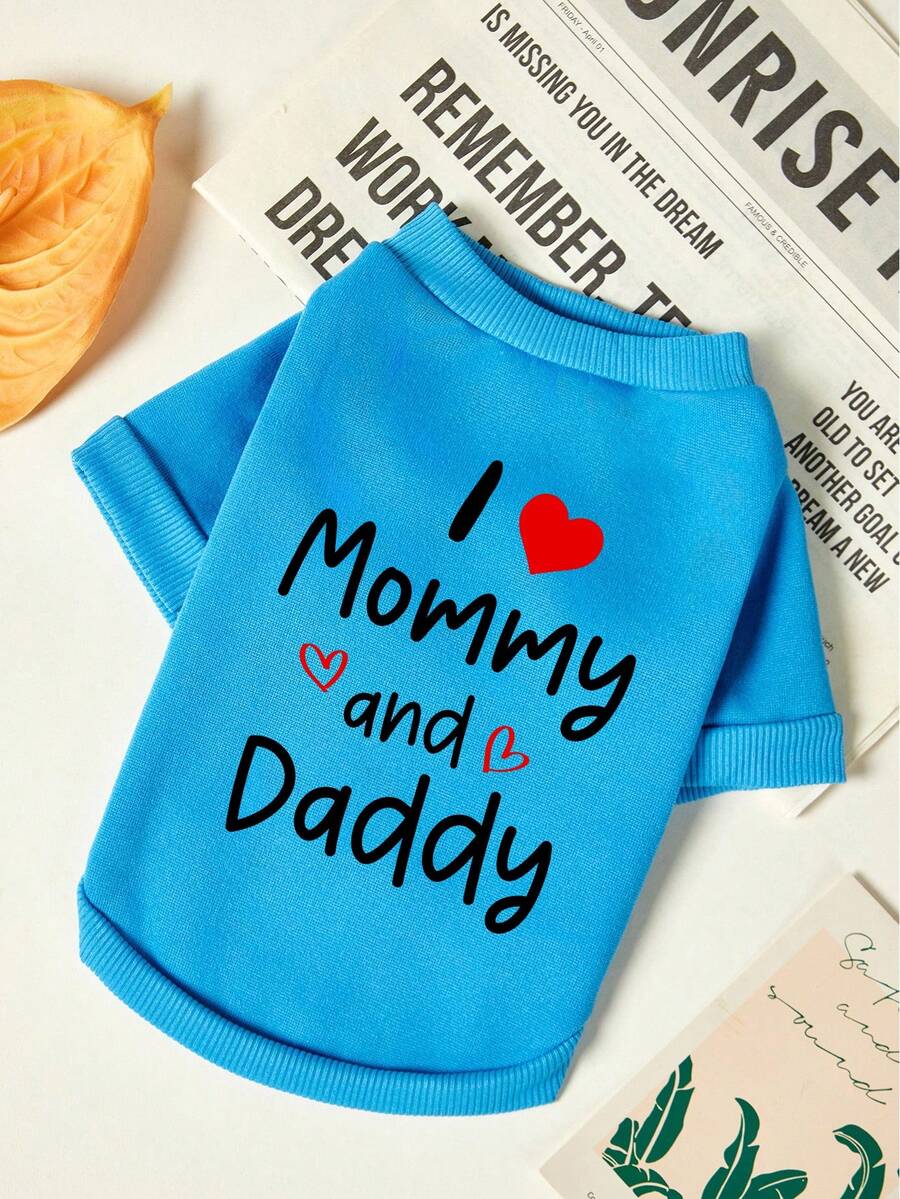 PETSIN 1 Pc Black Letters MOMO Love Print Pet Blue Autumn And Winter Thick Warm Sports Style Pet Clothing - Blue - View 1